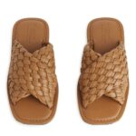 ARKET schoenen 0DXJP640 bruin geweven leren slippers vrouwen