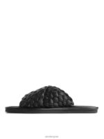 ARKET schoenen 0DXJP642 zwart geweven leren slippers vrouwen - Image 2