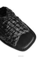 ARKET schoenen 0DXJP642 zwart geweven leren slippers vrouwen - Image 5