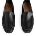 ARKET schoenen 0DXJP683 zwart leren loafers vrouwen