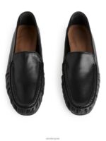 ARKET schoenen 0DXJP683 zwart leren loafers vrouwen