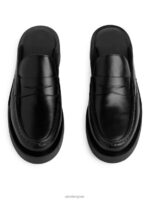 ARKET schoenen 0DXJP685 zwart Leren instappers vrouwen - Image 3