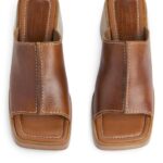ARKET schoenen 0DXJP690 cognac dikke leren muiltjes vrouwen