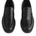 ARKET schoenen 0DXJP691 zwart leren pennyloafers vrouwen