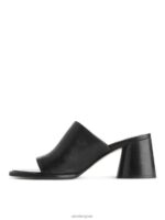 ARKET schoenen 0DXJP692 zwart Leren muiltjes met flare-hak vrouwen - Image 2