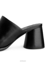 ARKET schoenen 0DXJP692 zwart Leren muiltjes met flare-hak vrouwen - Image 5