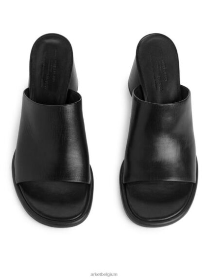 ARKET schoenen 0DXJP692 zwart Leren muiltjes met flare-hak vrouwen
