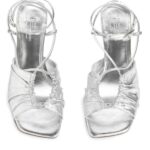 ARKET schoenen 0DXJP693 zilver leren sandalen met hak vrouwen