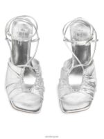 ARKET schoenen 0DXJP693 zilver leren sandalen met hak vrouwen