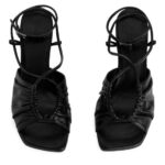 ARKET schoenen 0DXJP694 zwart leren sandalen met hak vrouwen