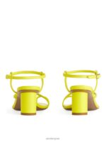 ARKET schoenen 0DXJP695 Neon Geel leren sandalen met hak vrouwen - Image 4