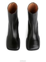 ARKET schoenen 0DXJP700 zwart leren enkellaarsjes vrouwen - Image 4