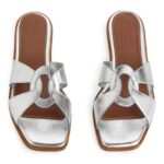 ARKET schoenen 0DXJP702 zilver platte leren instappers vrouwen