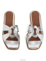 ARKET schoenen 0DXJP702 zilver platte leren instappers vrouwen - Image 3