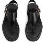 ARKET schoenen 0DXJP705 zwart dikke leren sandalen vrouwen