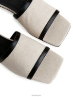 ARKET schoenen 0DXJP712 lichtbeige/wit linnen dia's vrouwen - Image 5