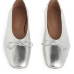 ARKET schoenen 0DXJP714 zilver leren ballerina's vrouwen
