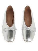 ARKET schoenen 0DXJP714 zilver leren ballerina's vrouwen
