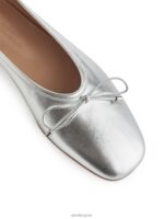 ARKET schoenen 0DXJP714 zilver leren ballerina's vrouwen - Image 5