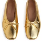 ARKET schoenen 0DXJP719 goud leren ballerina's vrouwen