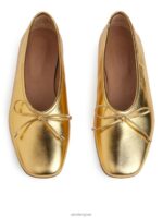 ARKET schoenen 0DXJP719 goud leren ballerina's vrouwen