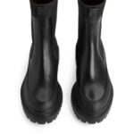 ARKET schoenen 0DXJP724 zwart Leren laarzen met dikke zool vrouwen