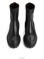 ARKET schoenen 0DXJP724 zwart Leren laarzen met dikke zool vrouwen - Image 3