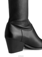 ARKET schoenen 0DXJP731 zwart stretch leren laarzen vrouwen - Image 6