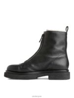 ARKET schoenen 0DXJP732 zwart leren laarzen van imitatiebont vrouwen - Image 3