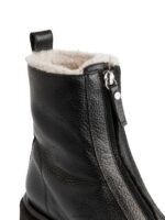 ARKET schoenen 0DXJP732 zwart leren laarzen van imitatiebont vrouwen - Image 6
