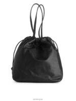 ARKET Tassen 0DXJP746 zwart leren draagtas met trekkoord unisex - Image 3