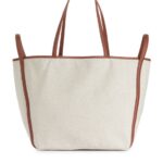 ARKET Tassen 0DXJP750 gebroken wit/cognac Canvas tas met leerdetails unisex