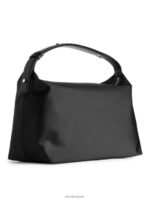 ARKET Tassen 0DXJP754 zwart lederen gedetailleerde schoudertas unisex - Image 3