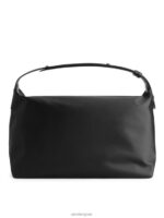 ARKET Tassen 0DXJP754 zwart lederen gedetailleerde schoudertas unisex - Image 4