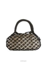 ARKET Tassen 0DXJP760 zwart leren macramé tas unisex